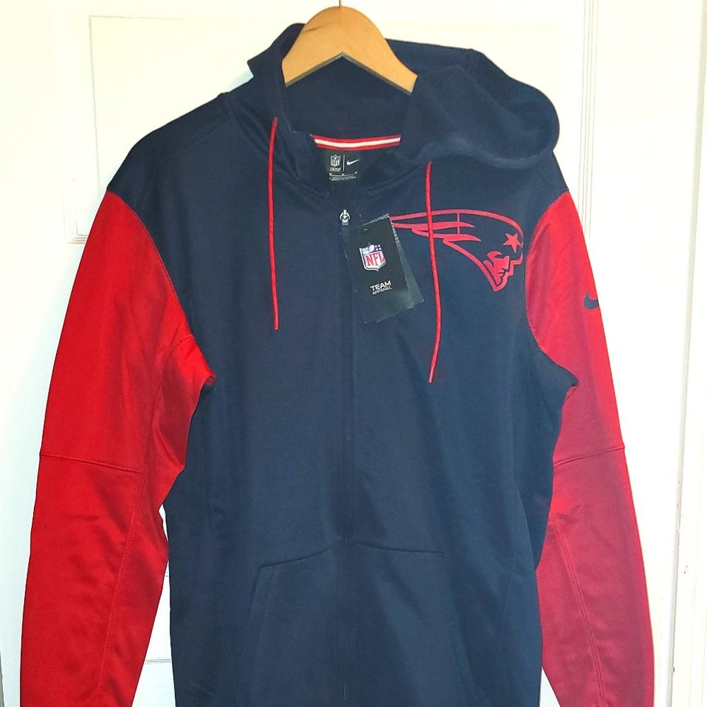 Nike Therma NFL New England Patriots Full Zip Hoodie Mens [Sz M $80-]